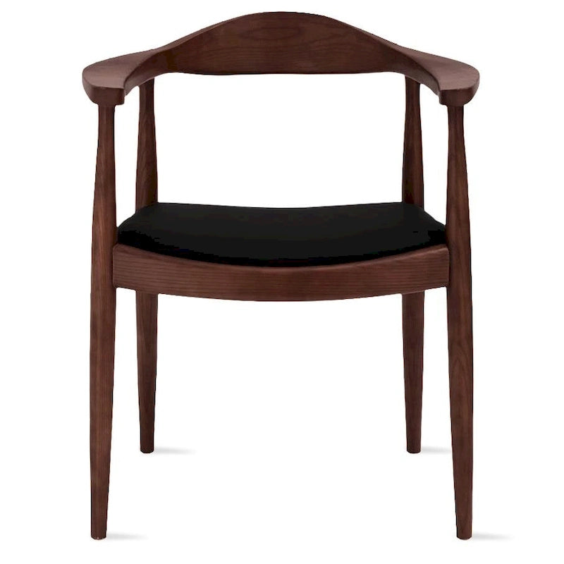 Kennedy Solid Oak and Faux Leather Dining Armchair - Minimalist Style for Kitchen, Bedroom, Office