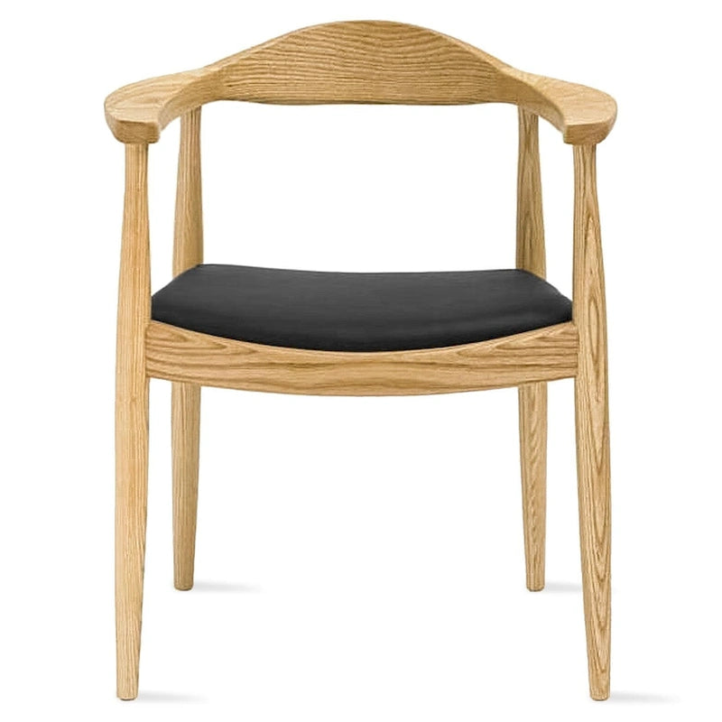 Kennedy Solid Oak and Faux Leather Dining Armchair - Minimalist Style for Kitchen, Bedroom, Office