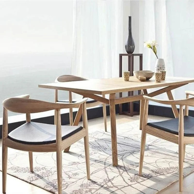 Kennedy Solid Oak and Faux Leather Dining Armchair - Minimalist Style for Kitchen, Bedroom, Office