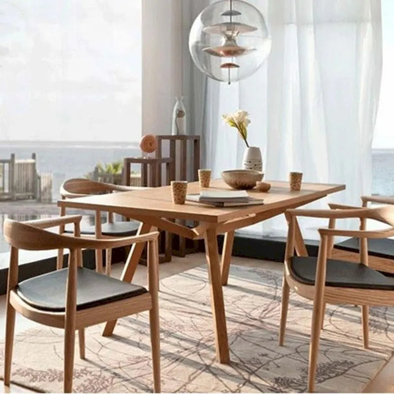Kennedy Solid Oak and Faux Leather Dining Armchair - Minimalist Style for Kitchen, Bedroom, Office