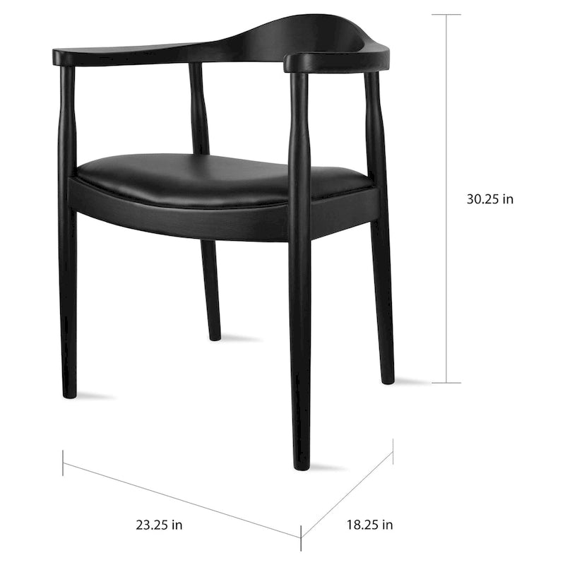 Kennedy Solid Oak and Faux Leather Dining Armchair - Minimalist Style for Kitchen, Bedroom, Office