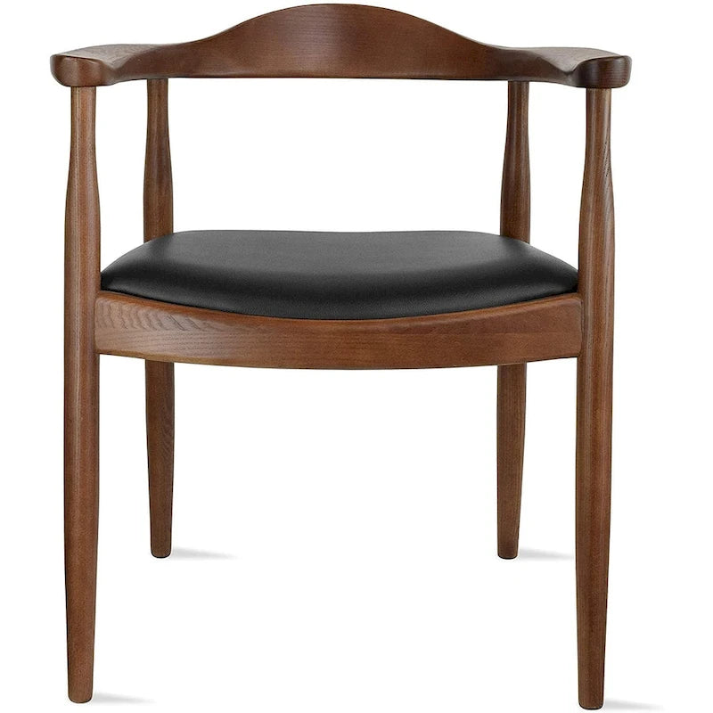Kennedy Solid Oak and Faux Leather Dining Armchair - Minimalist Style for Kitchen, Bedroom, Office
