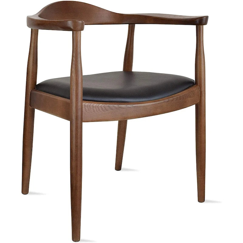 Kennedy Solid Oak and Faux Leather Dining Armchair - Minimalist Style for Kitchen, Bedroom, Office