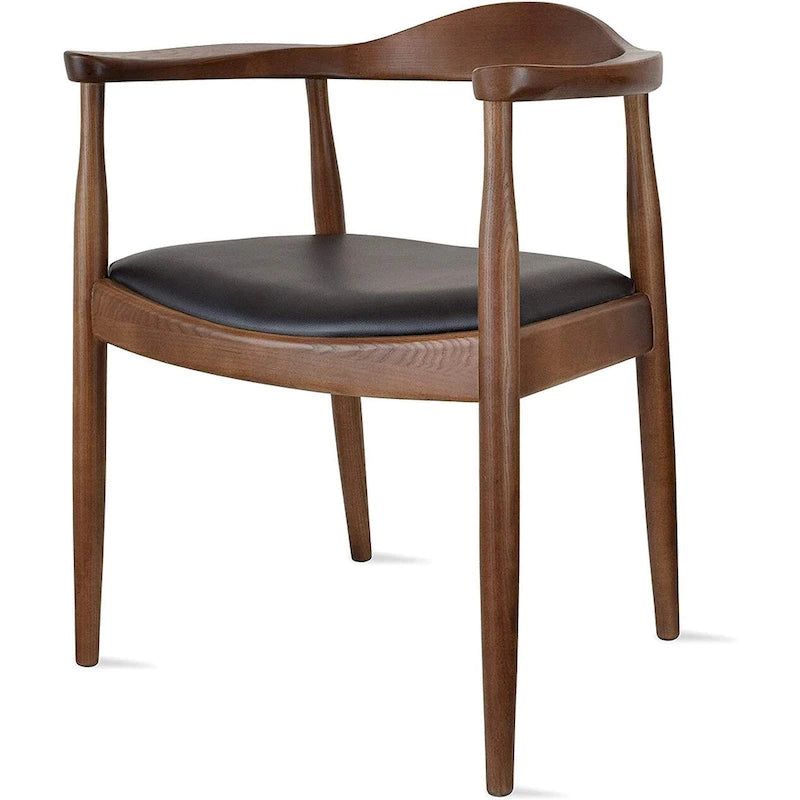 Kennedy Solid Oak and Faux Leather Dining Armchair - Minimalist Style for Kitchen, Bedroom, Office