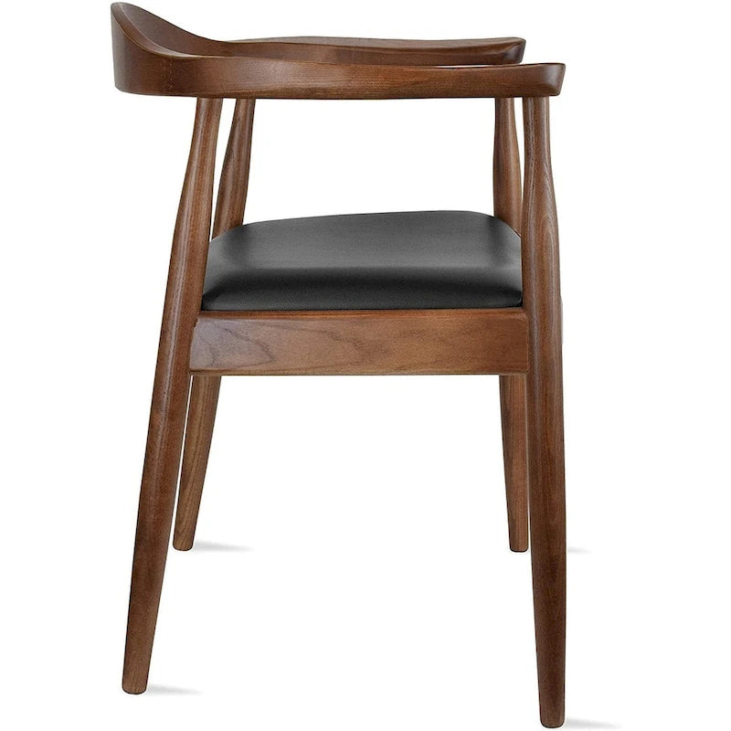 Kennedy Solid Oak and Faux Leather Dining Armchair - Minimalist Style for Kitchen, Bedroom, Office