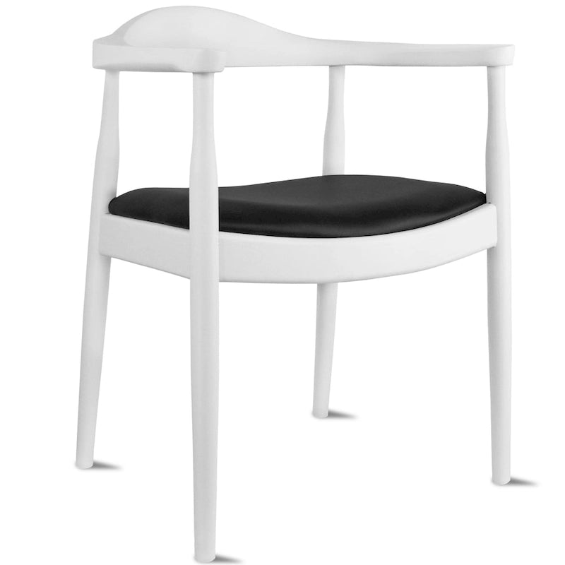 Kennedy Solid Oak and Faux Leather Dining Armchair - Minimalist Style for Kitchen, Bedroom, Office