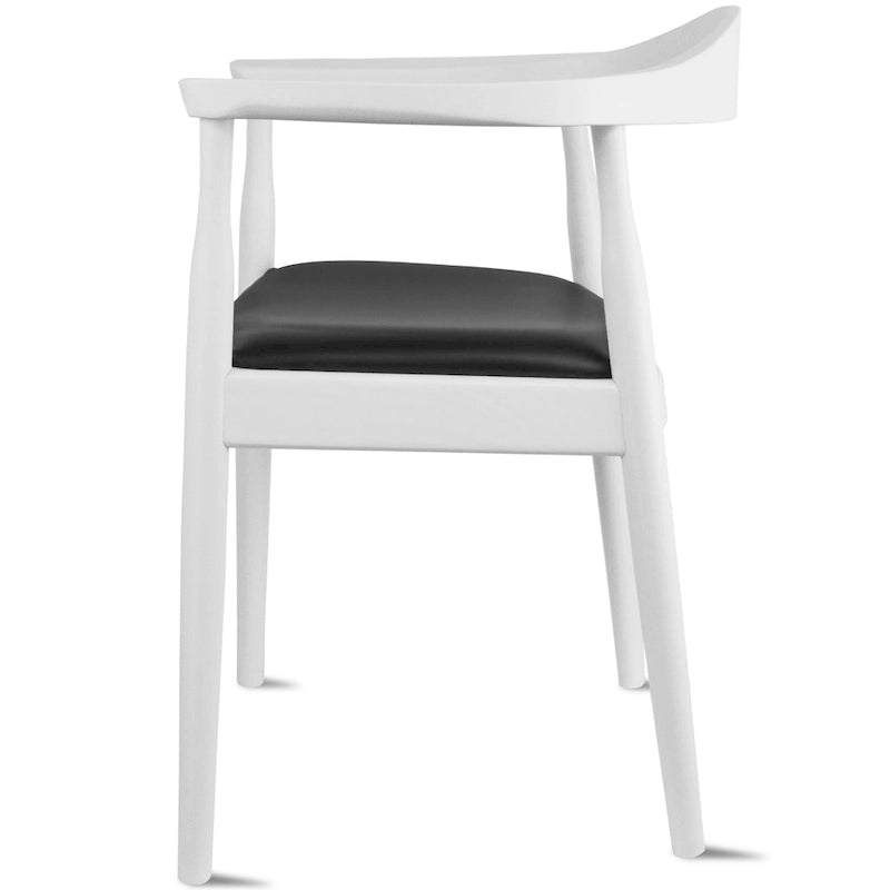 Kennedy Solid Oak and Faux Leather Dining Armchair - Minimalist Style for Kitchen, Bedroom, Office