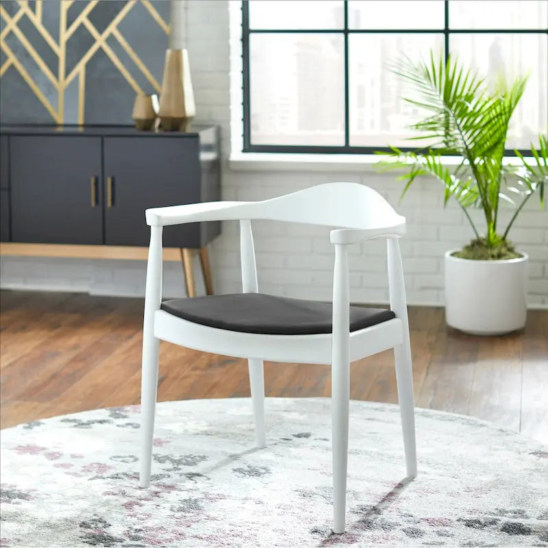 Kennedy Solid Oak and Faux Leather Dining Armchair - Minimalist Style for Kitchen, Bedroom, Office