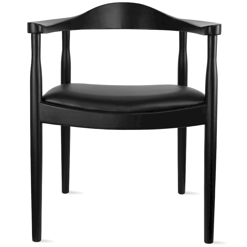 Kennedy Solid Oak and Faux Leather Dining Armchair - Minimalist Style for Kitchen, Bedroom, Office