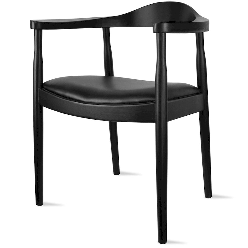Kennedy Solid Oak and Faux Leather Dining Armchair - Minimalist Style for Kitchen, Bedroom, Office