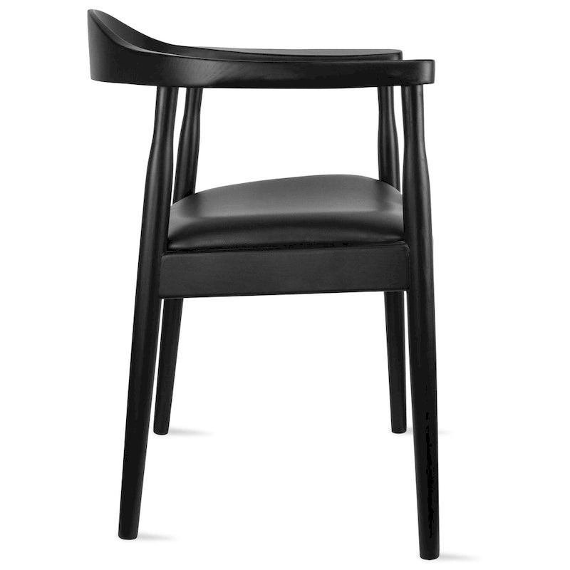 Kennedy Solid Oak and Faux Leather Dining Armchair - Minimalist Style for Kitchen, Bedroom, Office