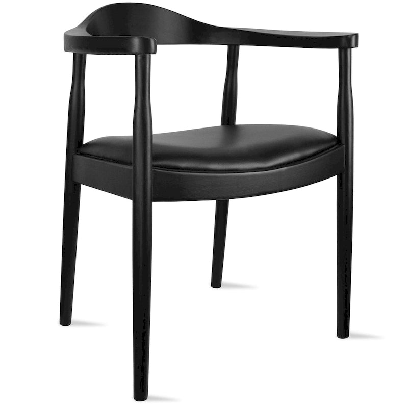 Kennedy Solid Oak and Faux Leather Dining Armchair - Minimalist Style for Kitchen, Bedroom, Office