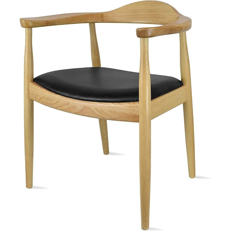 Kennedy Solid Oak and Faux Leather Dining Armchair - Minimalist Style for Kitchen, Bedroom, Office