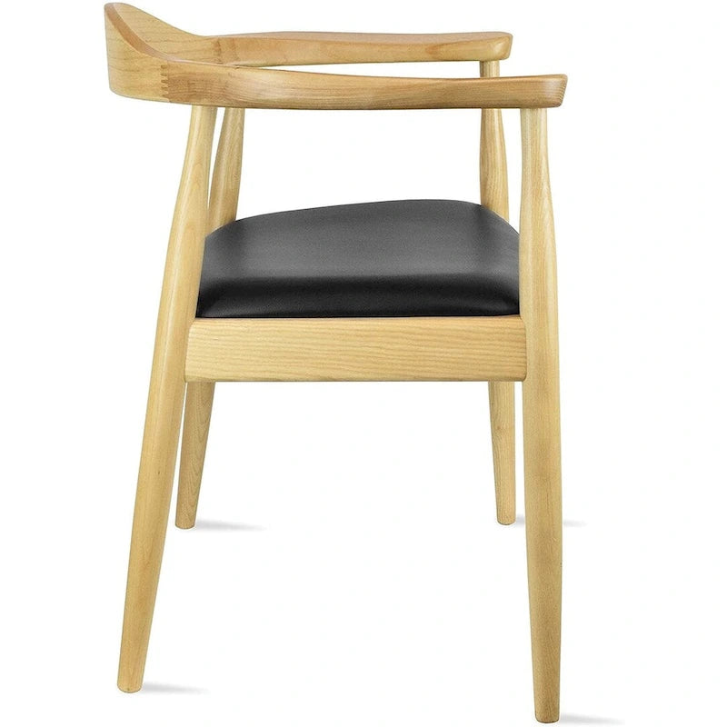 Kennedy Solid Oak and Faux Leather Dining Armchair - Minimalist Style for Kitchen, Bedroom, Office