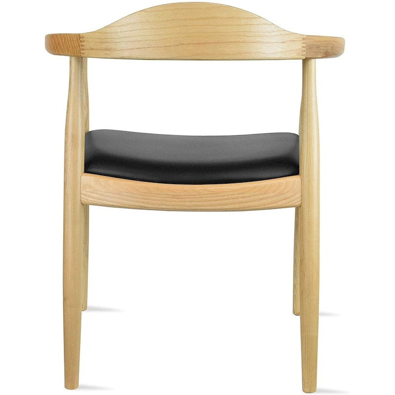 Kennedy Solid Oak and Faux Leather Dining Armchair - Minimalist Style for Kitchen, Bedroom, Office