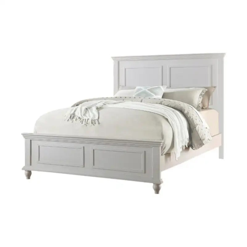 White Wooden Platform Bed Frame - Modern Mission Style with Bold Edges