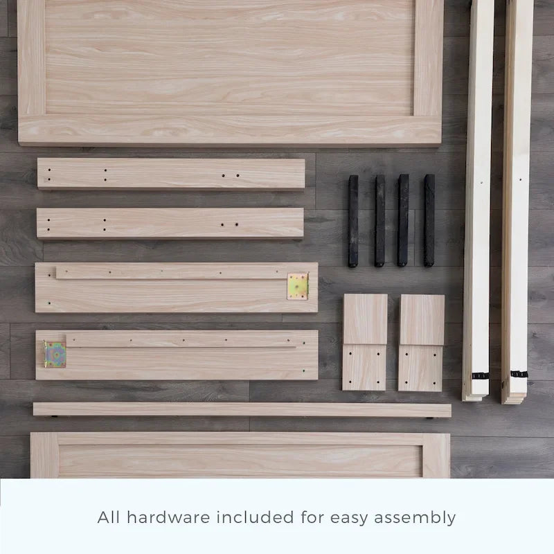 Classic Wood Platform Bed with Raised Headboard and Slat Roll - Multiple Sizes