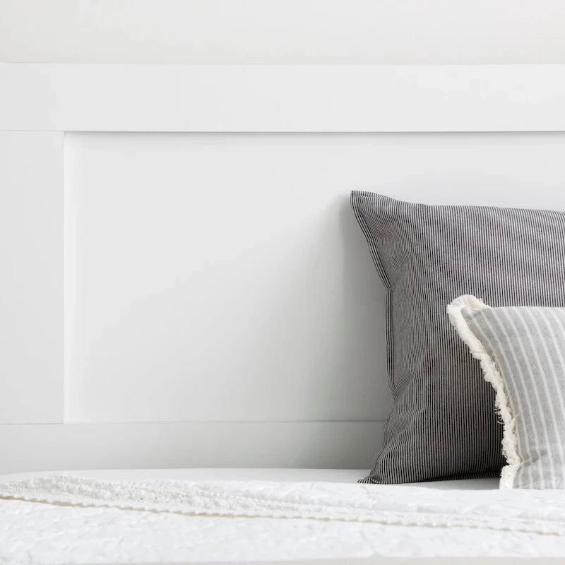 Classic Wood Platform Bed with Raised Headboard and Slat Roll - Multiple Sizes