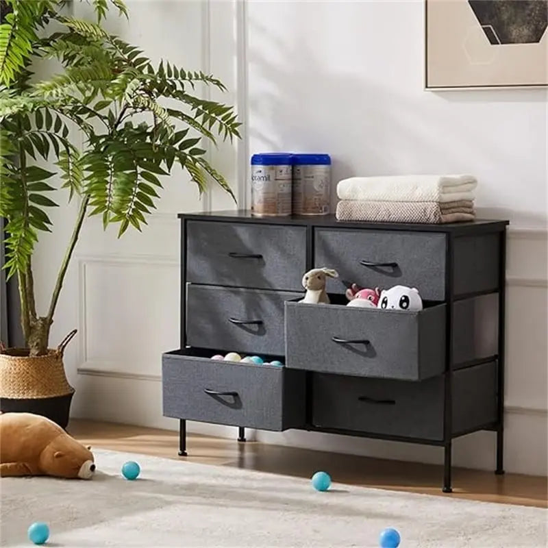 Small 6-Drawer Fabric Storage Tower Chest for Bedroom - 38.2W x 30H inches