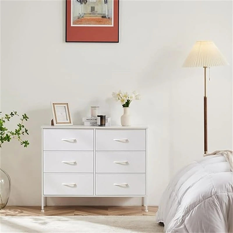 Small 6-Drawer Fabric Storage Tower Chest for Bedroom - 38.2W x 30H inches