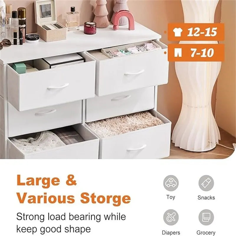 Small 6-Drawer Fabric Storage Tower Chest for Bedroom - 38.2W x 30H inches