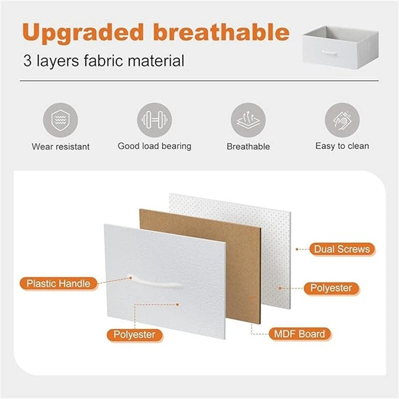Small 6-Drawer Fabric Storage Tower Chest for Bedroom - 38.2W x 30H inches