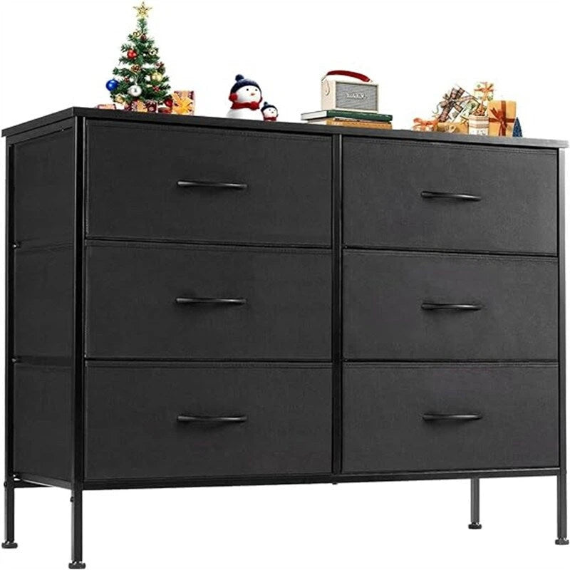 Small 6-Drawer Fabric Storage Tower Chest for Bedroom - 38.2W x 30H inches