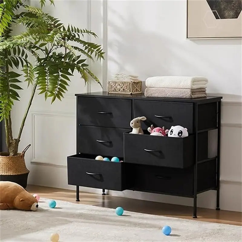 Small 6-Drawer Fabric Storage Tower Chest for Bedroom - 38.2W x 30H inches