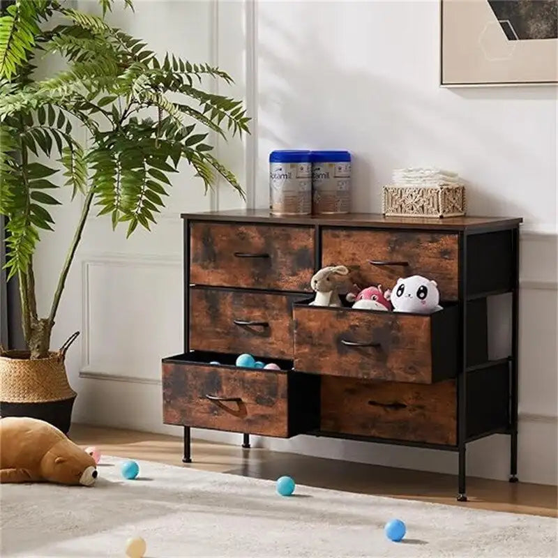 Small 6-Drawer Fabric Storage Tower Chest for Bedroom - 38.2W x 30H inches