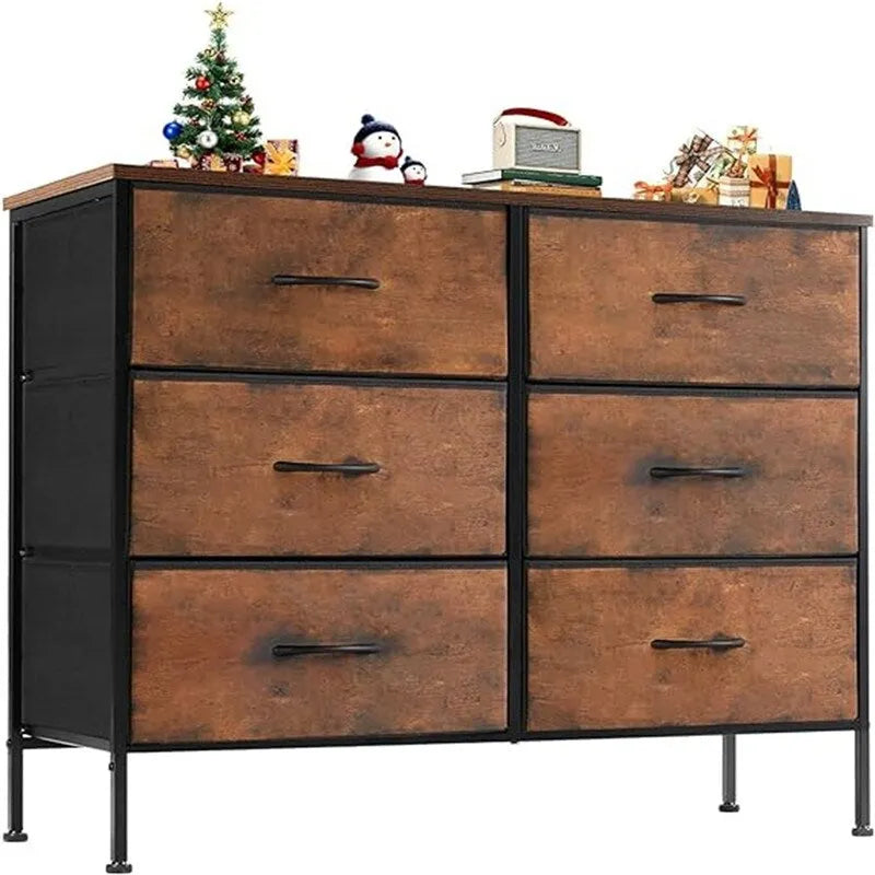 Small 6-Drawer Fabric Storage Tower Chest for Bedroom - 38.2W x 30H inches
