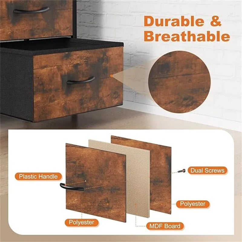 Small 6-Drawer Fabric Storage Tower Chest for Bedroom - 38.2W x 30H inches