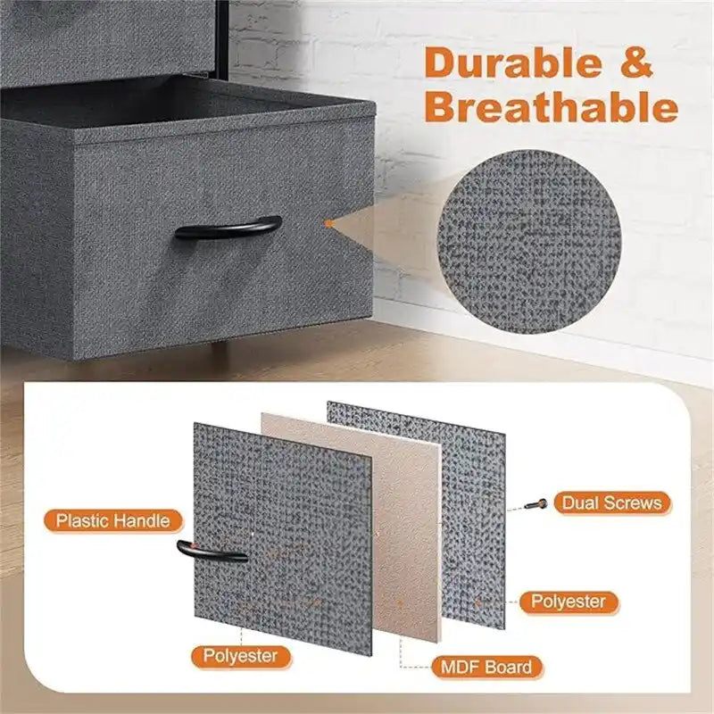 Small 6-Drawer Fabric Storage Tower Chest for Bedroom - 38.2W x 30H inches