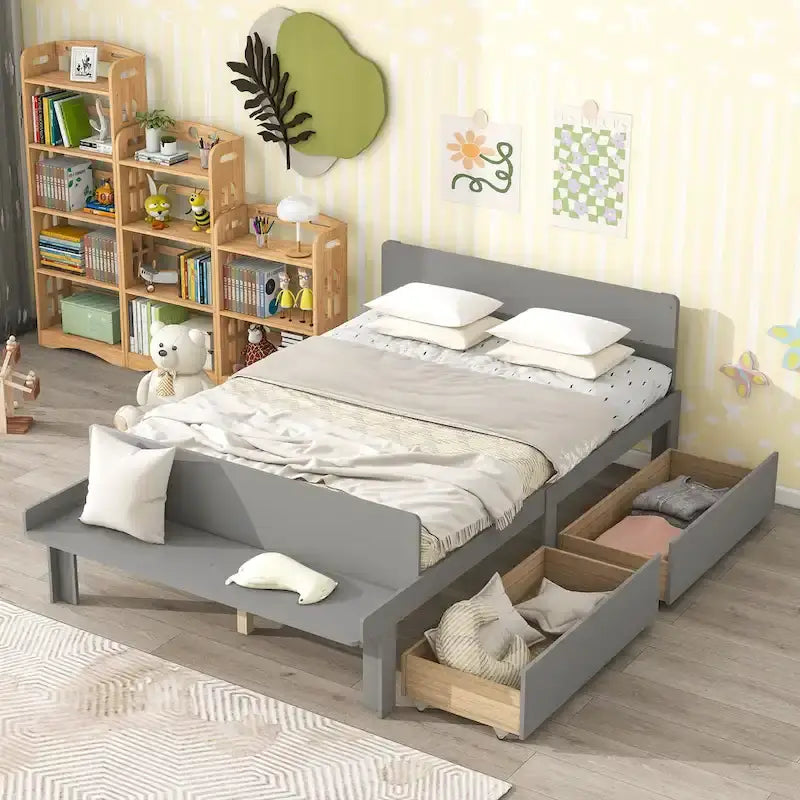 Twin Size Daybed with 2 Storage Drawers in Grey