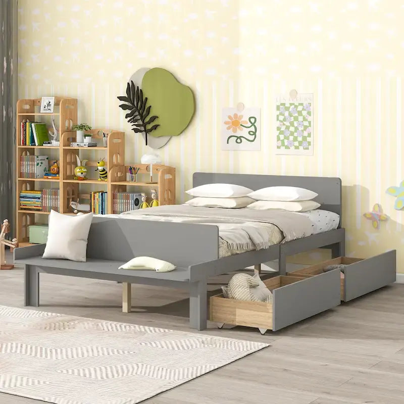 Twin Size Daybed with 2 Storage Drawers in Grey
