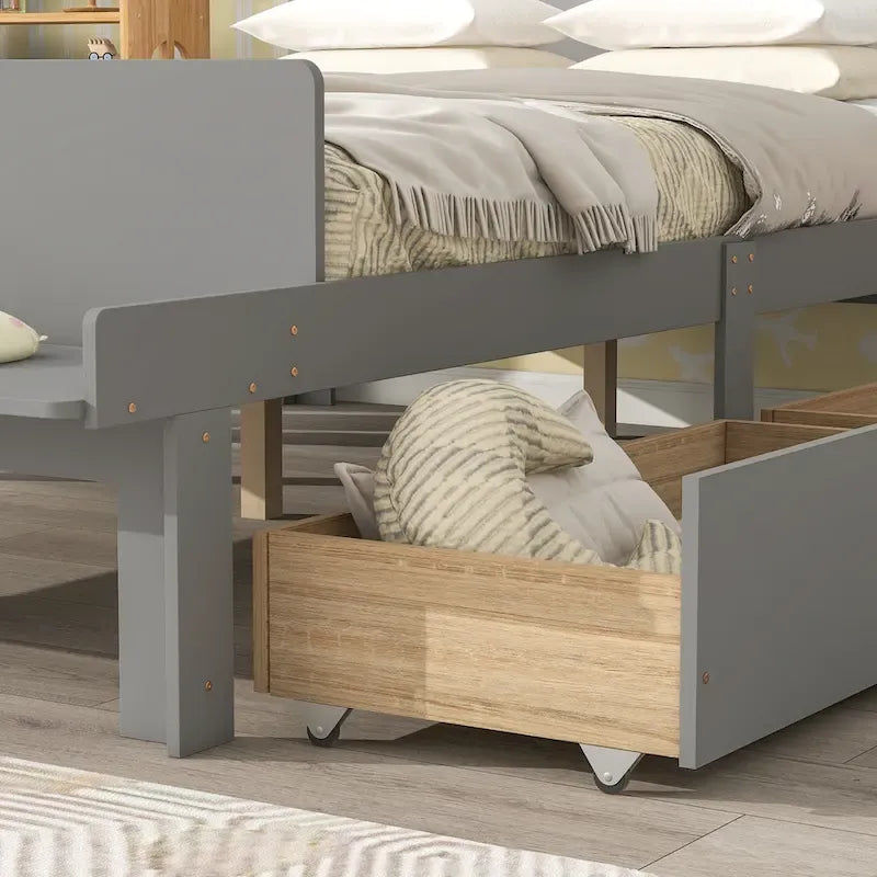 Twin Size Daybed with 2 Storage Drawers in Grey