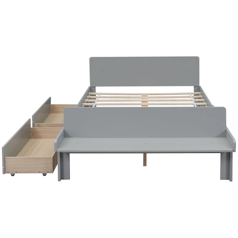 Twin Size Daybed with 2 Storage Drawers in Grey