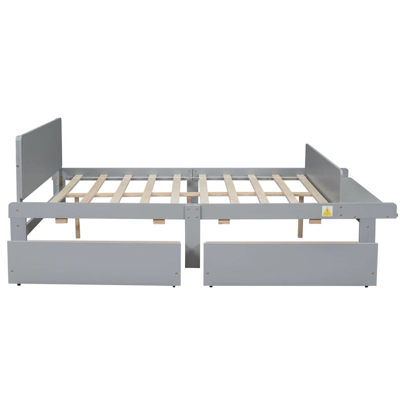 Twin Size Daybed with 2 Storage Drawers in Grey