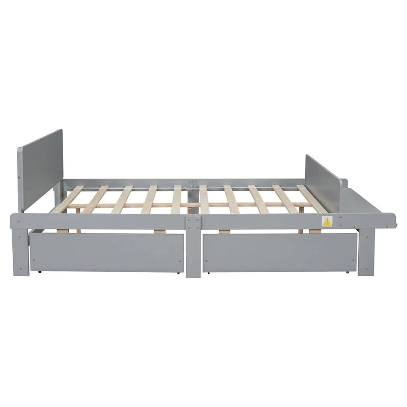 Twin Size Daybed with 2 Storage Drawers in Grey