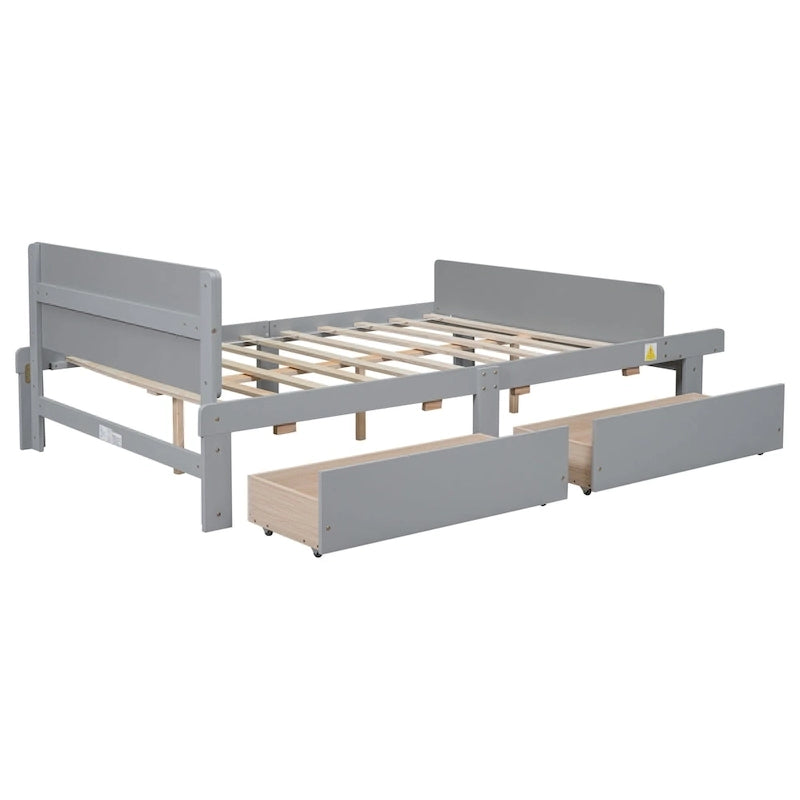 Twin Size Daybed with 2 Storage Drawers in Grey