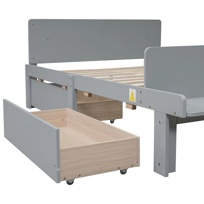 Twin Size Daybed with 2 Storage Drawers in Grey
