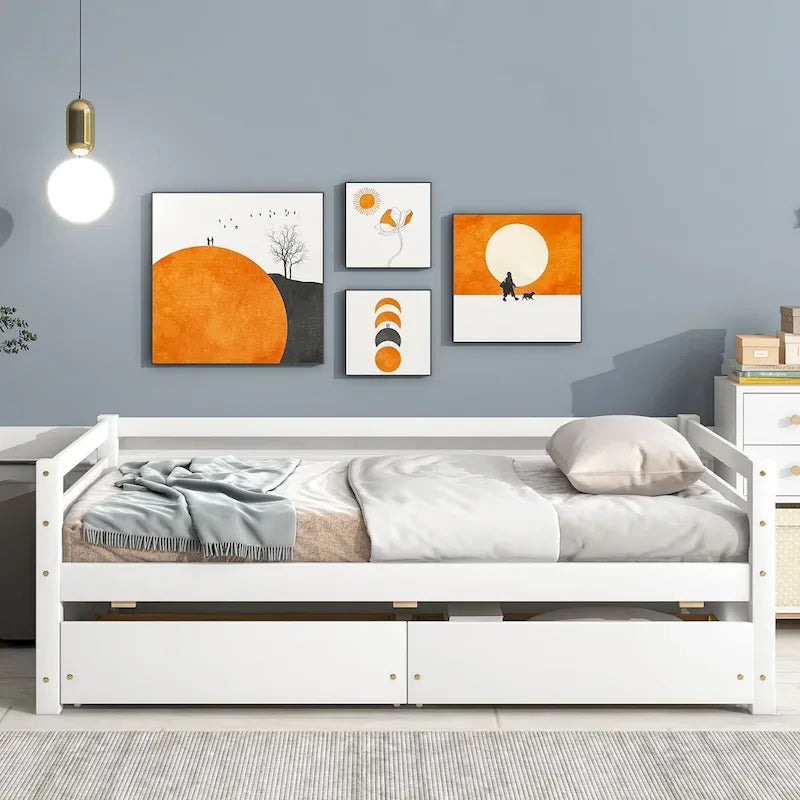 Twin Size Daybed with 2 Storage Drawers - Grey, Sofa and Bed in One