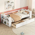 Twin Size Daybed with Side Shelves and 2 Under-Bed Drawers - Grey