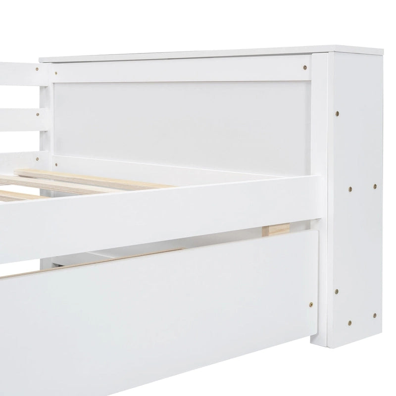 Twin Size Daybed with Side Shelves and 2 Under-Bed Drawers - Grey
