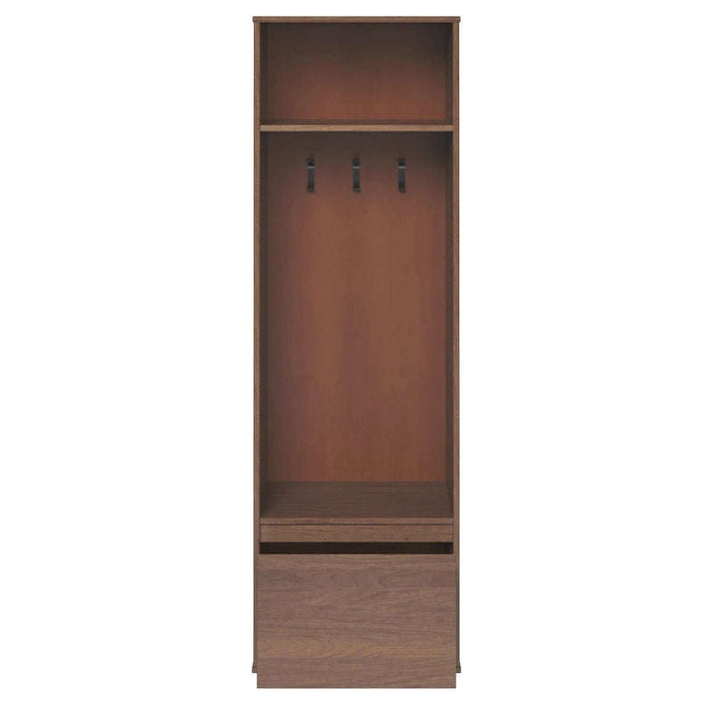 Mid-Century Solid Wood Hall Tree with 1 Drawer, 3 Hooks and Top Shelf