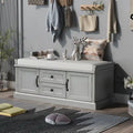 Entryway Storage Bench with 2 Drawers, 2 Cabinet Doors, and Removable Velvet Cushion - 42.5W x 15.9D x 17.5H