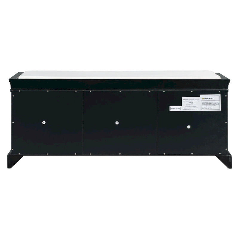 Entryway Storage Bench with 2 Drawers, 2 Cabinet Doors, and Removable Velvet Cushion - 42.5W x 15.9D x 17.5H