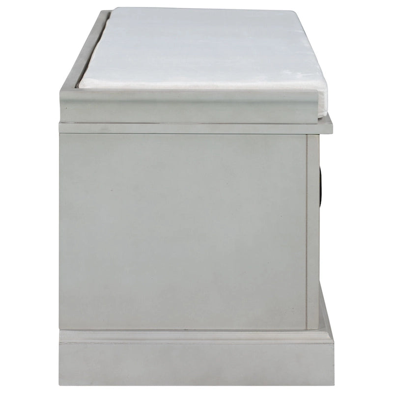 Entryway Storage Bench with 2 Drawers, 2 Cabinet Doors, and Removable Velvet Cushion - 42.5W x 15.9D x 17.5H