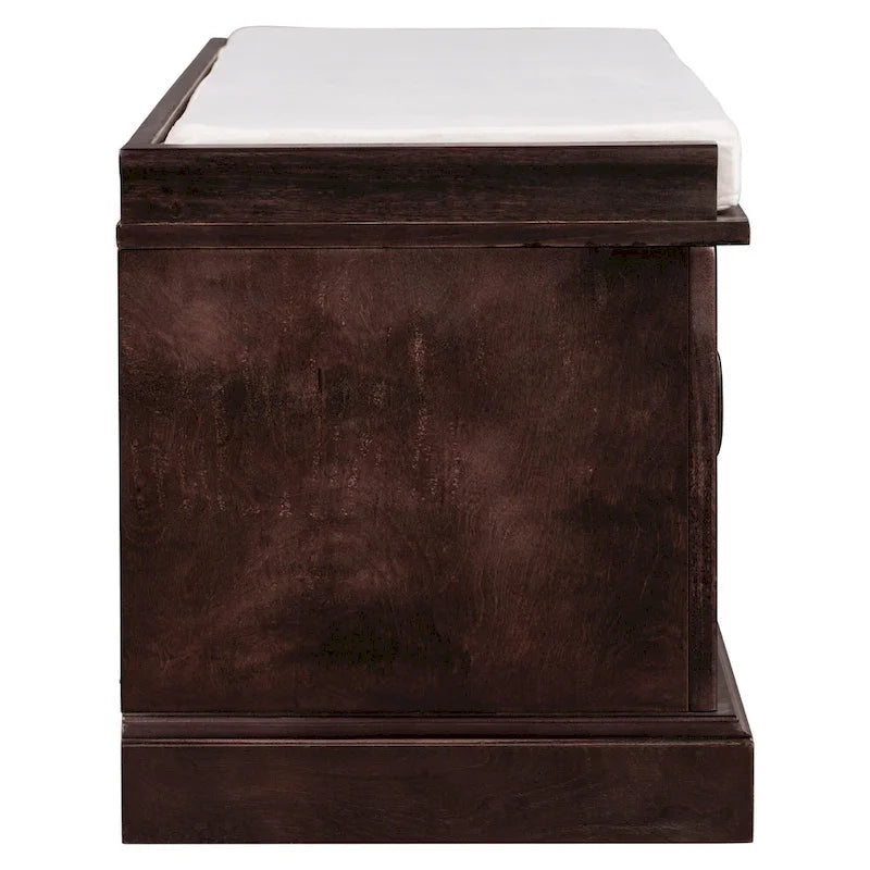 Entryway Storage Bench with 2 Drawers, 2 Cabinet Doors, and Removable Velvet Cushion - 42.5W x 15.9D x 17.5H