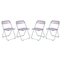 Acrylic Folding Dining Chair with Chrome Frame Set of 4 - Modern Style