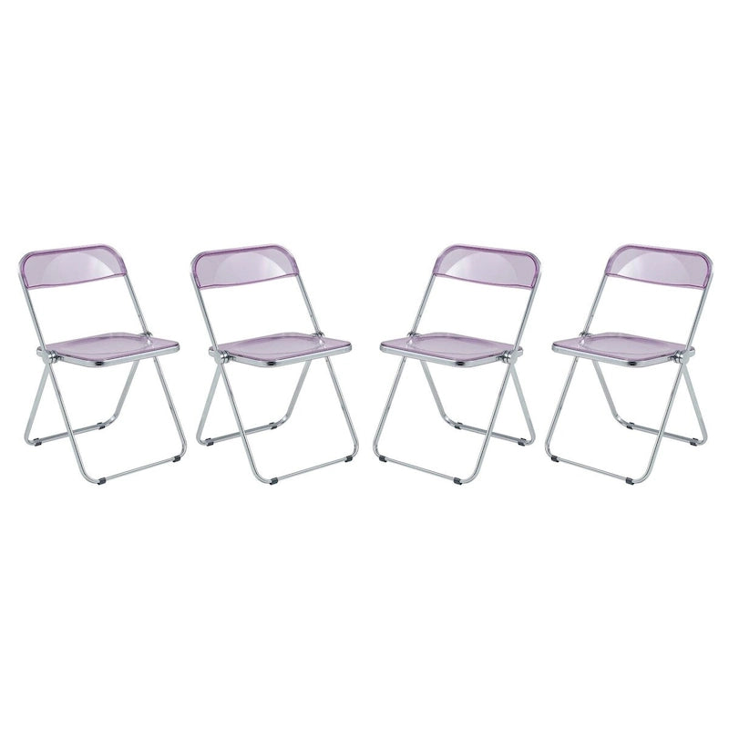 Acrylic Folding Dining Chair with Chrome Frame Set of 4 - Modern Style